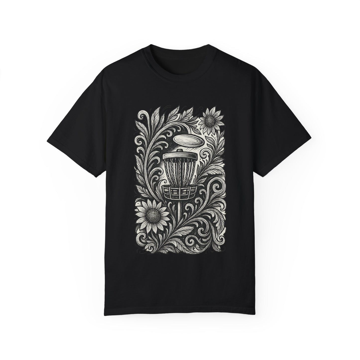 Artistic Unisex Garment-Dyed T-Shirt with Floral Design