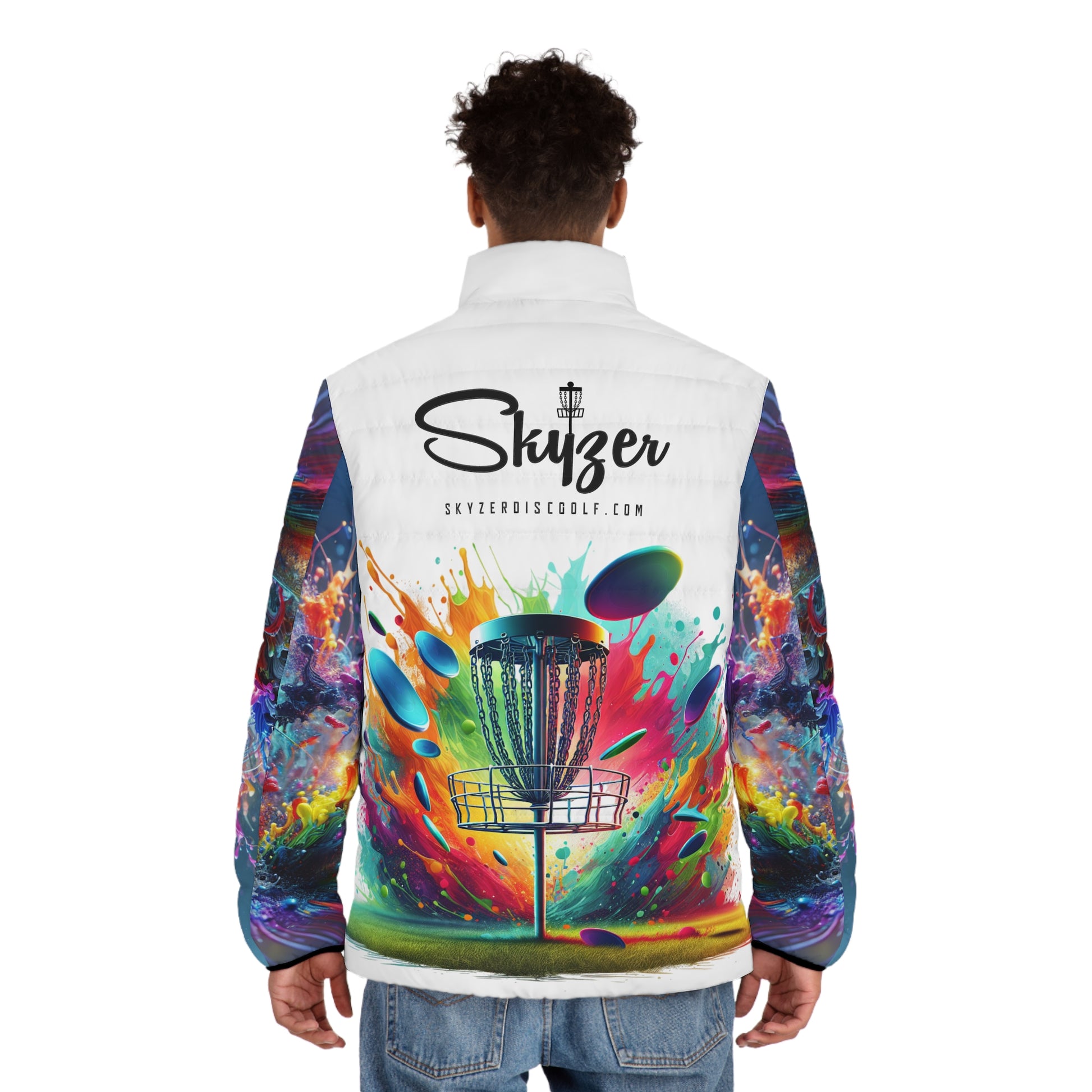 Skyzer Disc Golf Men's Puffer Jacket-Skyzer Disc Golf
