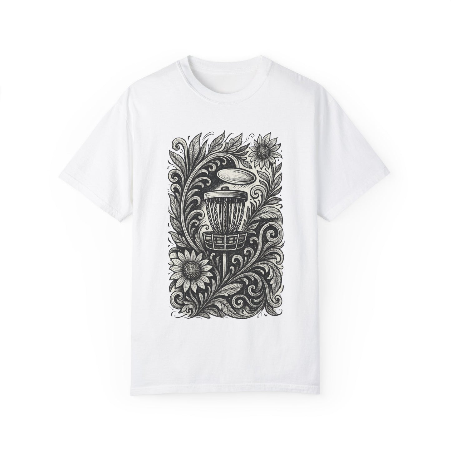Artistic Unisex Garment-Dyed T-Shirt with Floral Design