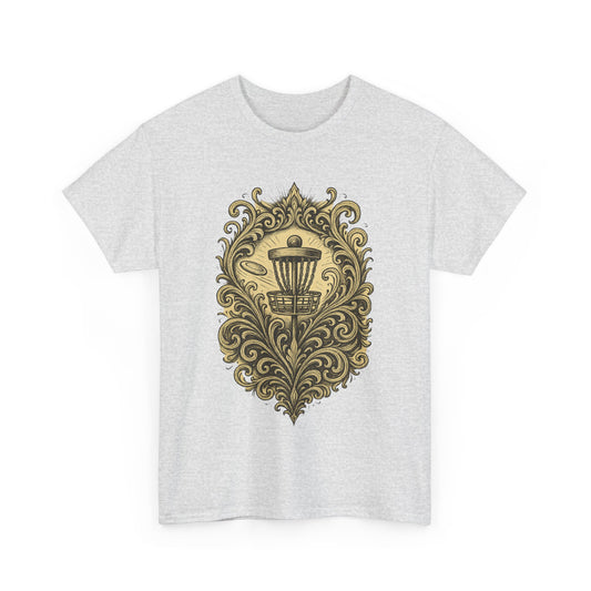 Vintage-Inspired Unisex Heavy Cotton Tee with Ornate Design-Skyzer Disc Golf
