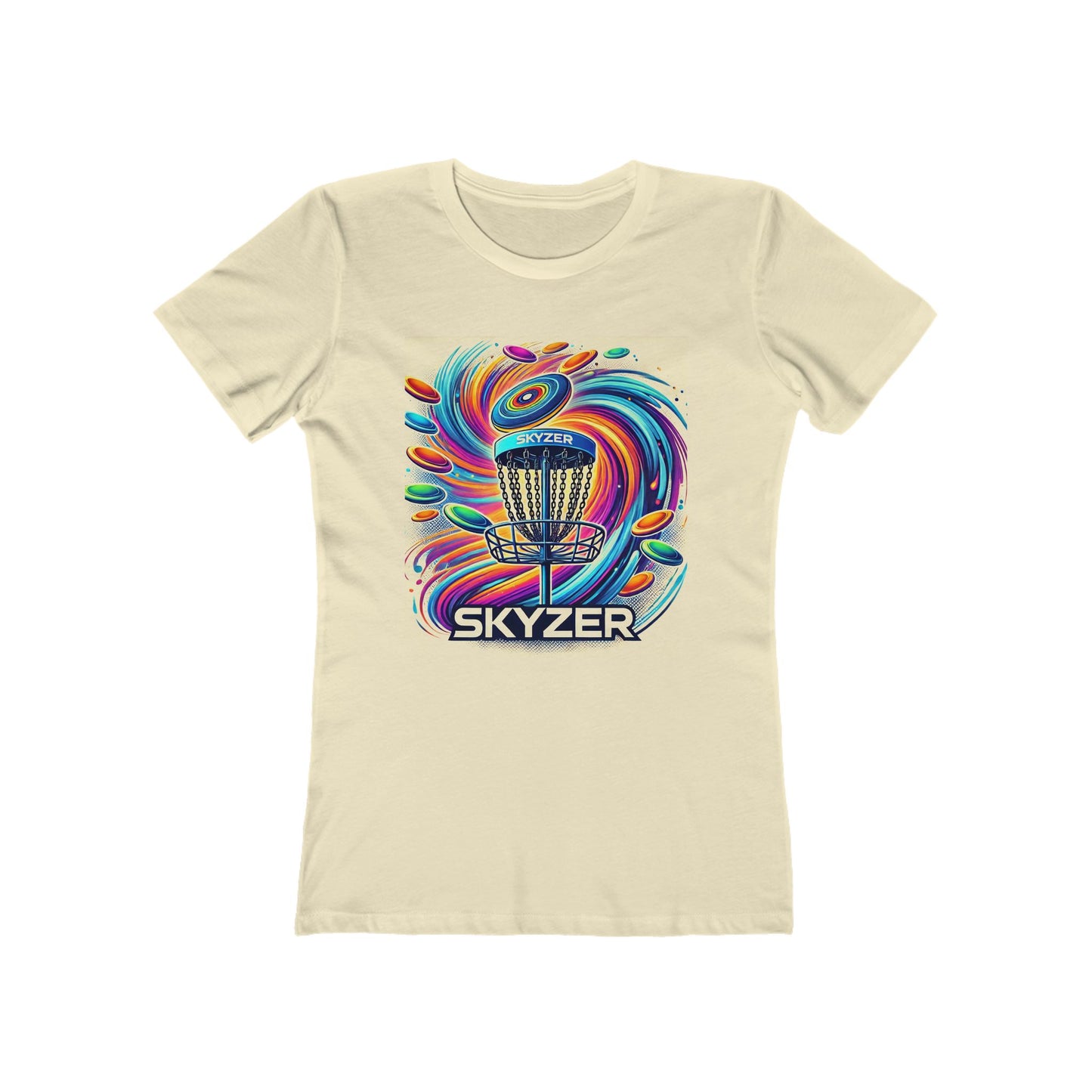 Skyzer Disc Golf Boyfriend Tee for Women - Colorful Graphic T-Shirt-Skyzer Disc Golf