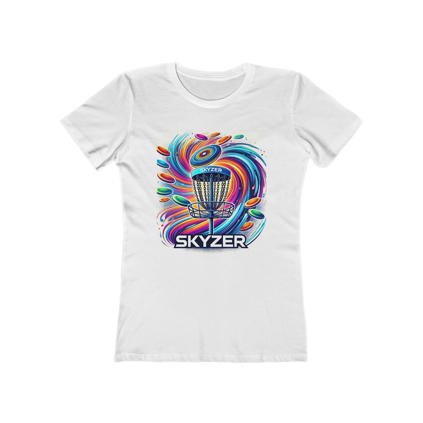 Skyzer Disc Golf Boyfriend Tee for Women - Colorful Graphic T-Shirt-Skyzer Disc Golf