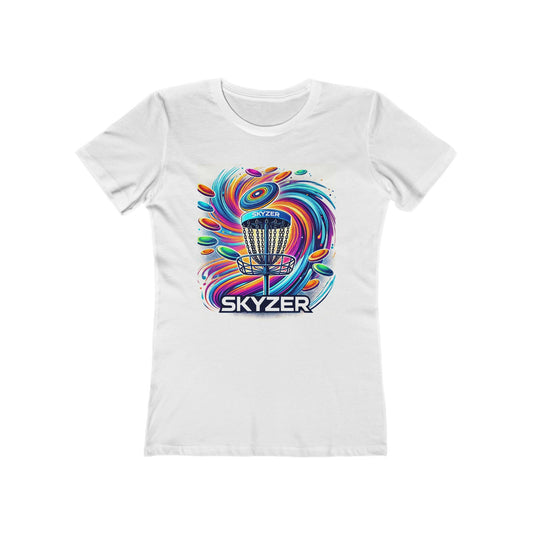 Skyzer Disc Golf Boyfriend Tee for Women - Colorful Graphic T-Shirt-Skyzer Disc Golf