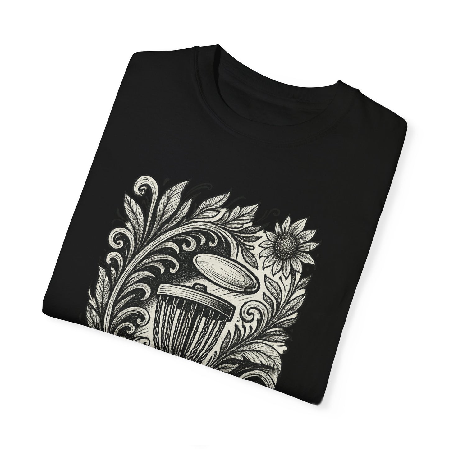 Artistic Unisex Garment-Dyed T-Shirt with Floral Design
