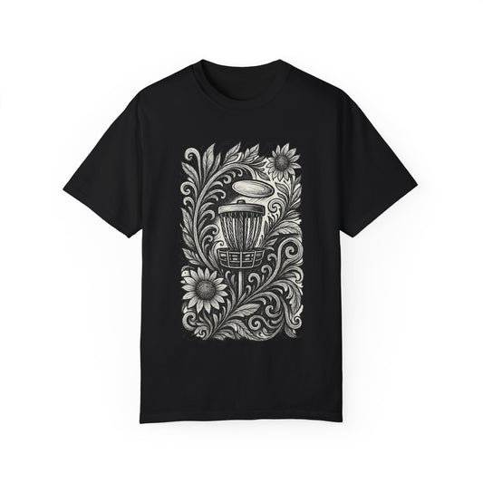 Artistic Unisex Garment-Dyed T-Shirt with Floral Design