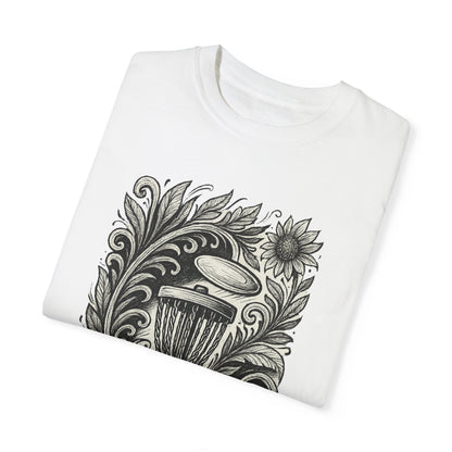 Artistic Unisex Garment-Dyed T-Shirt with Floral Design-Skyzer Disc Golf